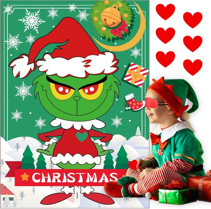 EMPOF Store Christmas Games - Pin The Heart Christmas Crafts Games for Kids Families Party, Cute Wall Decor Party Supplies Favors, Indoor Xmas Decorations Home Decor, Xmas Kids Activities Presents - Image 1